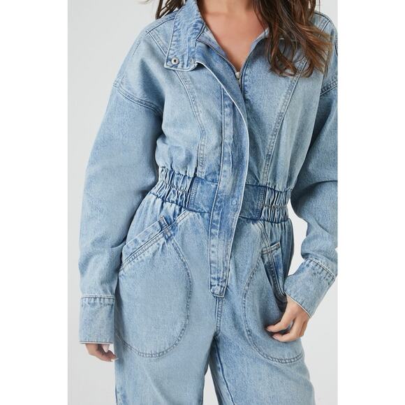 New w/tags Forever 21 Jumpsuit 2X Denim Boiler jumpSuit Jogger - Picture 5 of 5